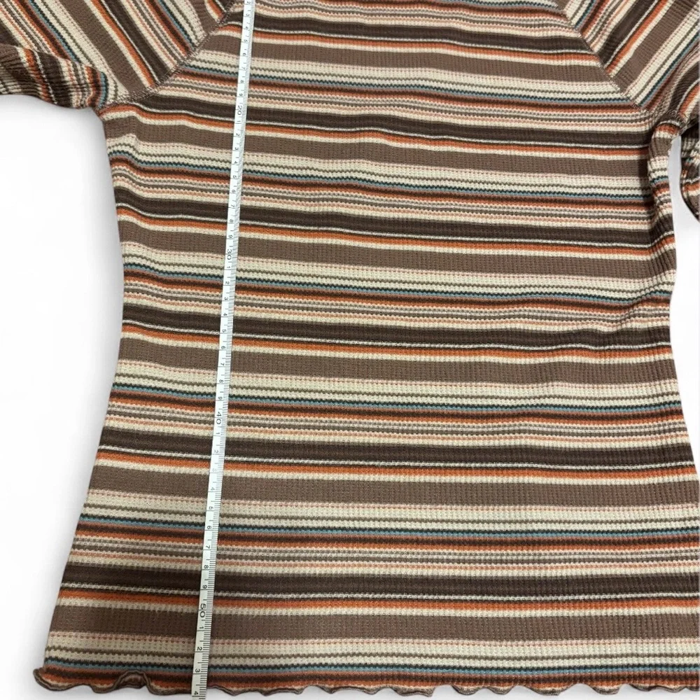 SO Multicolor Striped Long Sleeve Lettuce Trim Turtleneck Top - Picture 7 of 7